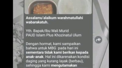 Daging Tercium Bau, MBG dari SPPG Andongrejo Blora di PAUD IP Khozinatul Ulum Dikembalikan