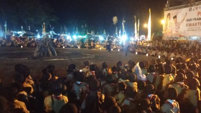 Persiapan Api Unggun Hari Pramuka ke-65 Berlangsung Ramai